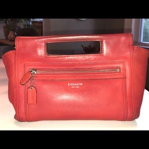 Poppy red leather Coach small handbag
